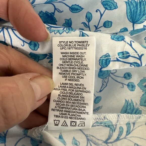 Draper James Women's S V-Neck Puff Sleeve Blouse Top Blue Floral NWT 9264 - Picture 13 of 15